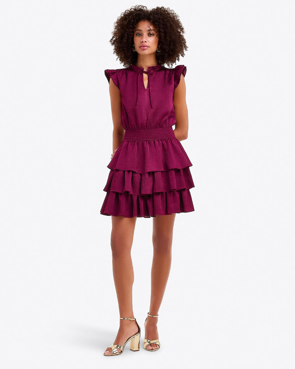 Alana Tiered Dress in Hammered Satin | Draper James Great Value
