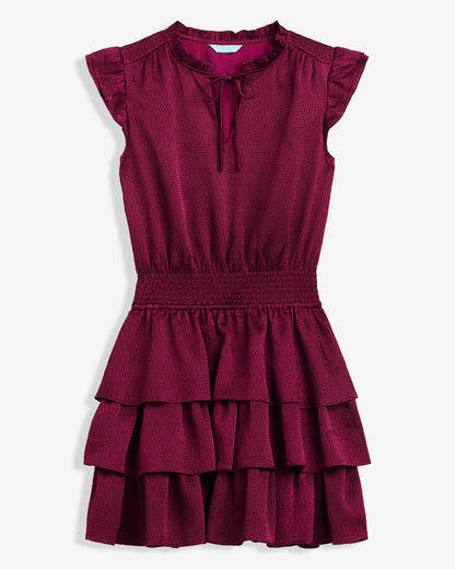 Alana Tiered Dress in Hammered Satin | Draper James Great Value