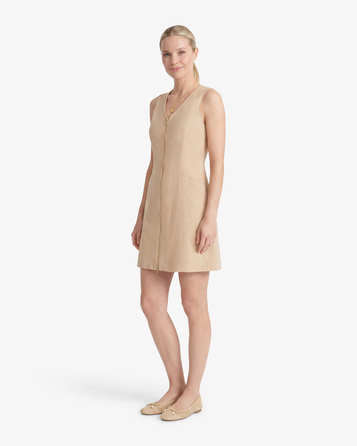 Sienna Sleeveless V-Neck Mini Dress in Croissant | Draper James Top Pick
