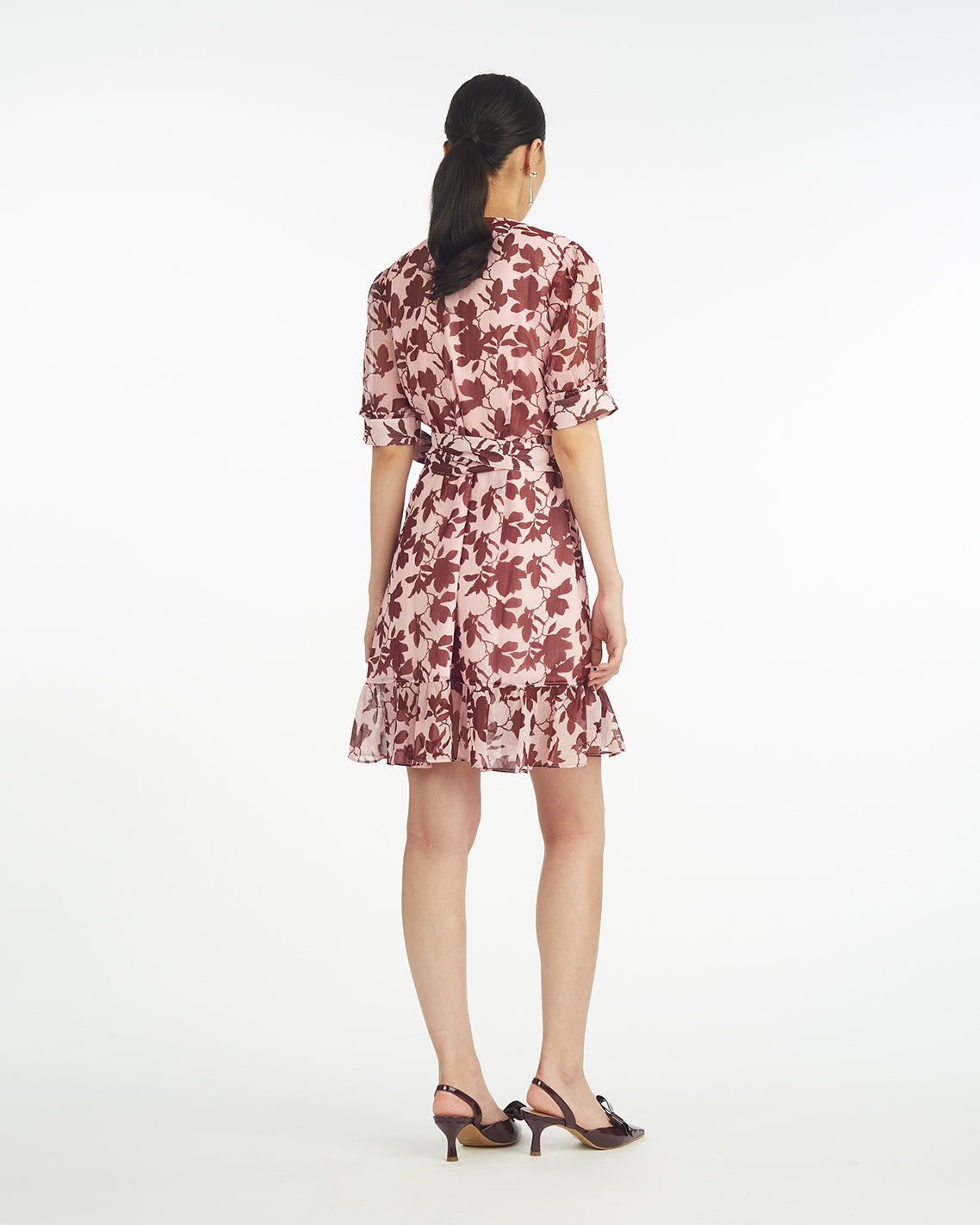 Ella Short-Sleeve Mini Dress in Burgundy Magnolia | Draper James Signature