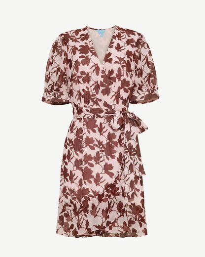 Ella Short-Sleeve Mini Dress in Burgundy Magnolia | Draper James Signature