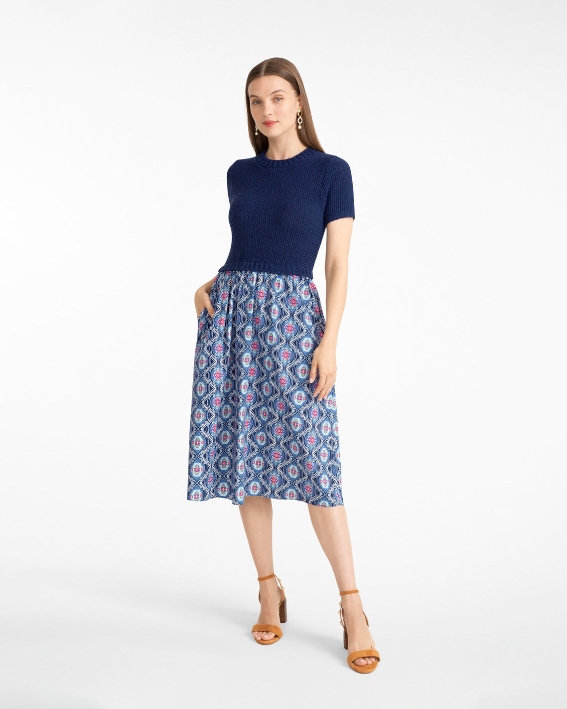 Chiara Mixed Media Midi Dress | Draper James Recommended