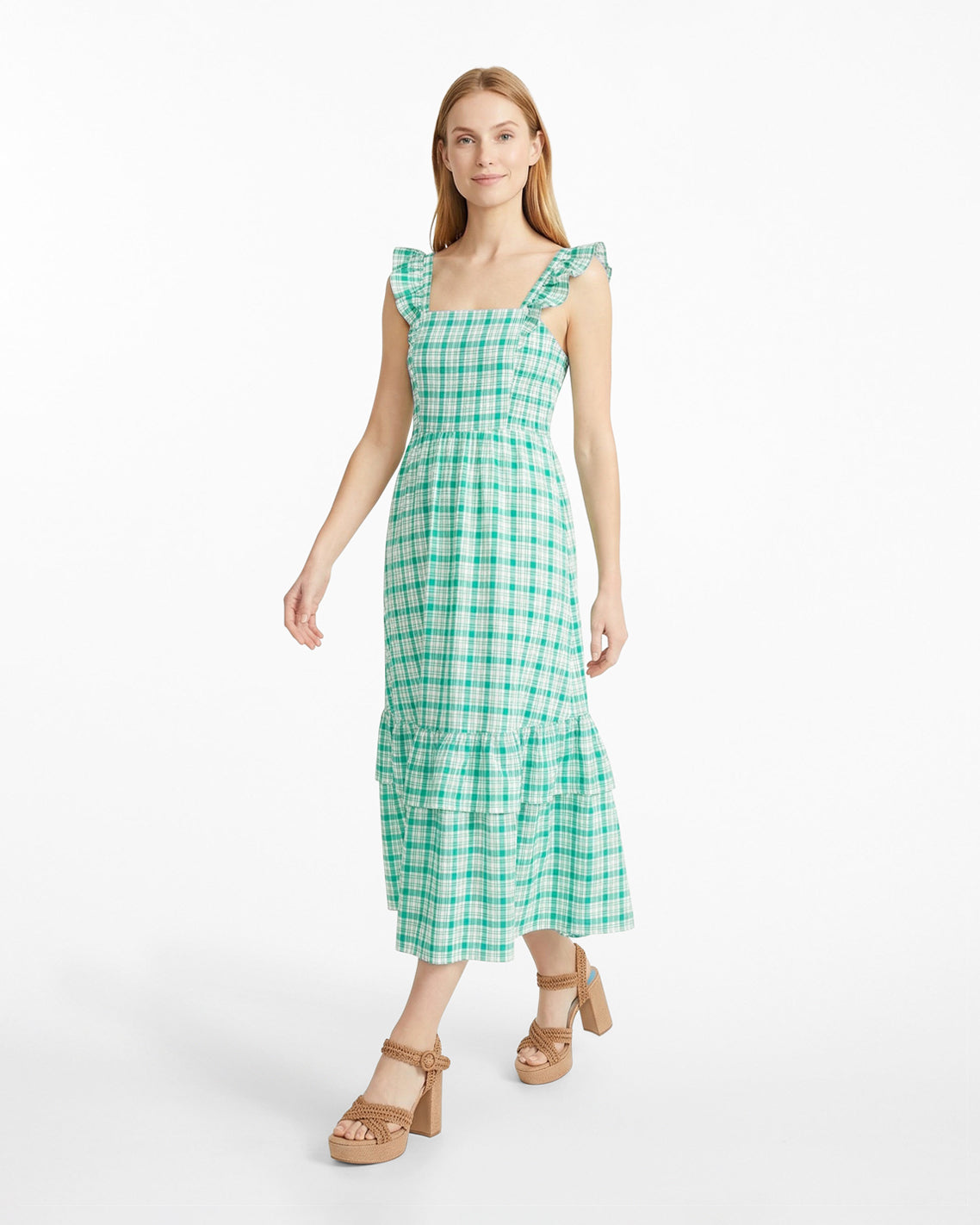 Carrie Midi Dress in Green Plaid | Draper James Classic