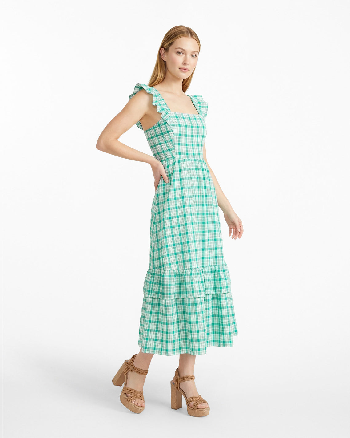 Carrie Midi Dress in Green Plaid | Draper James Classic