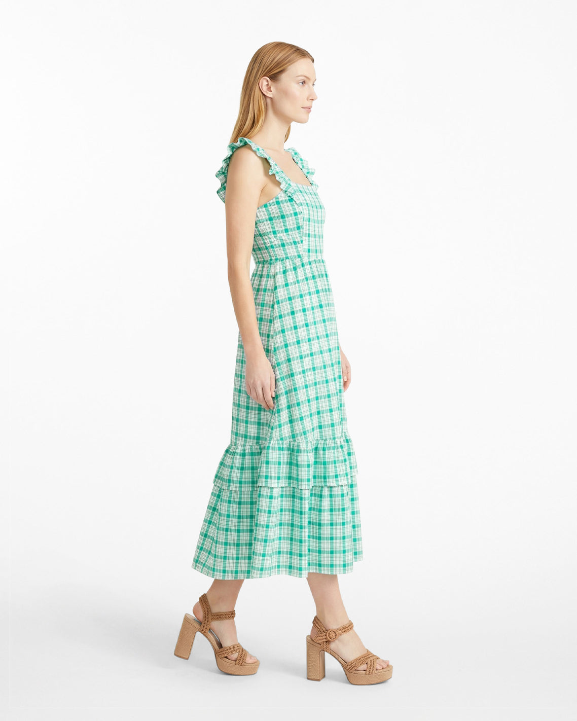 Carrie Midi Dress in Green Plaid | Draper James Classic