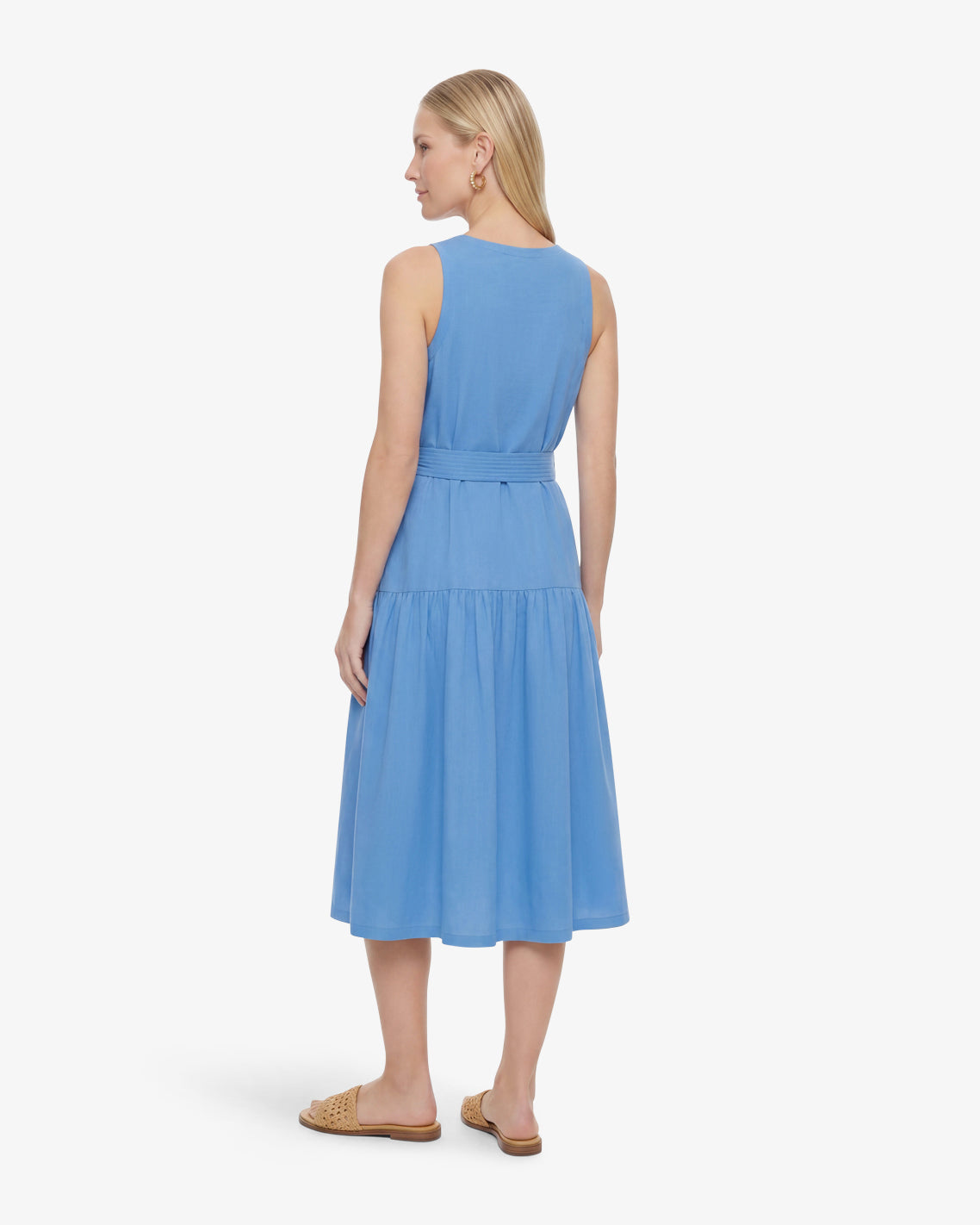 Lila Mixed Media Midi Dress in Light Blue | Draper James Latest
