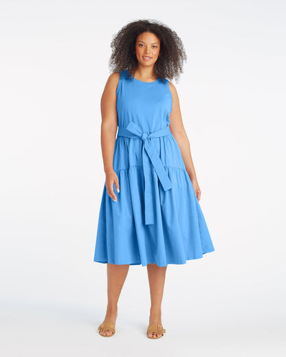 Lila Mixed Media Midi Dress in Light Blue | Draper James Latest