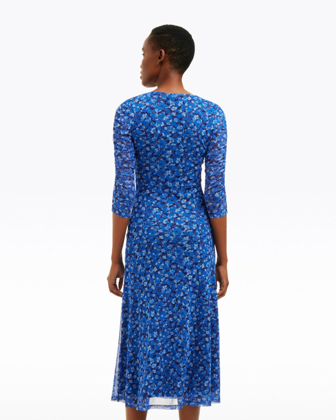 Selena V-Neck Midi Dress in Blue Scattered Ditsy | Draper James Sale