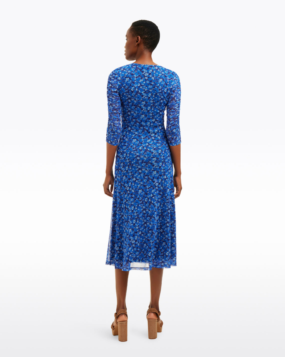 Selena V-Neck Midi Dress in Blue Scattered Ditsy | Draper James Sale