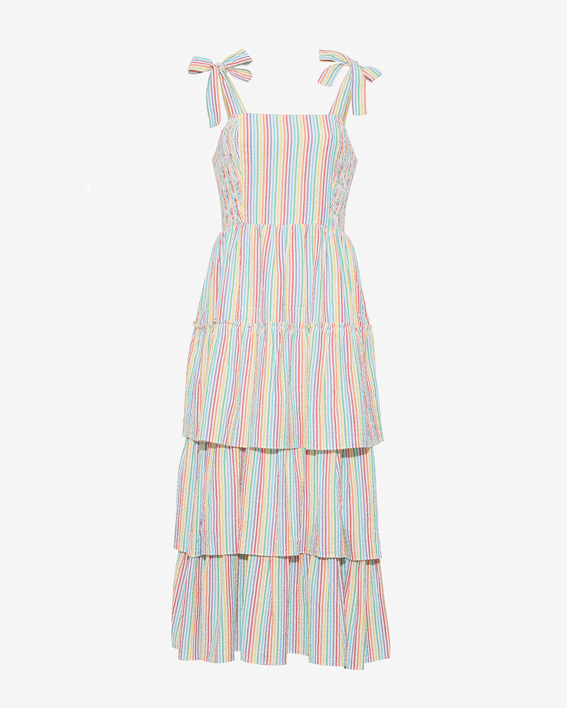 Taylor Tiered Midi Dress in Rainbow Stripes | Draper James Special Offer