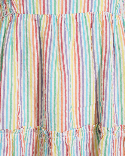 Taylor Tiered Midi Dress in Rainbow Stripes | Draper James Special Offer