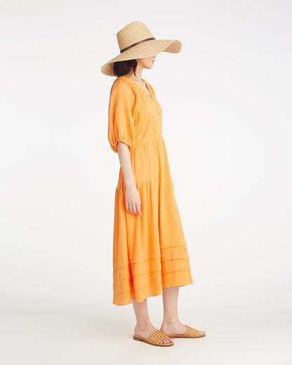 Chloe V-Neck Midi Dress in Crinkle Cotton | Draper James Popular