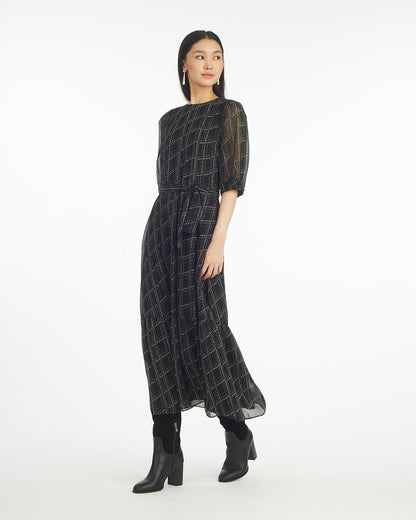 Sophie Tie Waist Midi Dress in Dainty Check | Draper James Popular