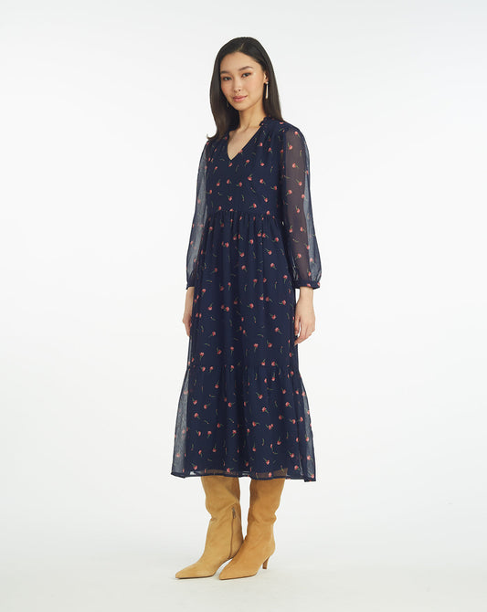 Katie Midi Dress in Ditsy Autumn Flowers | Draper James Latest