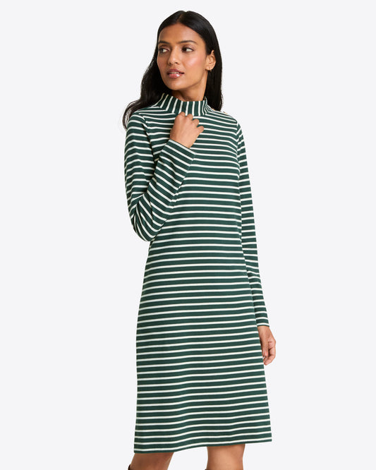 Elsie Turtleneck Dress in Green Stripe | Draper James New