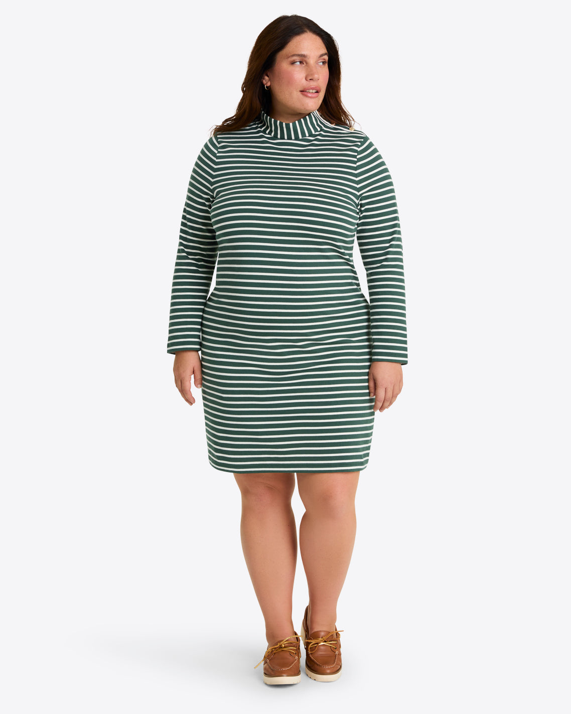 Elsie Turtleneck Dress in Green Stripe | Draper James New