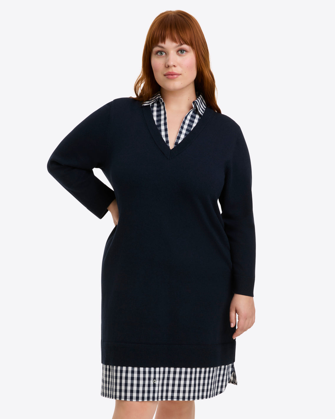 Wool and Cotton Combo Sweaterdress in Navy | Draper James Trusted