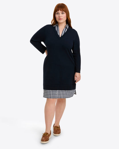 Wool and Cotton Combo Sweaterdress in Navy | Draper James Trusted