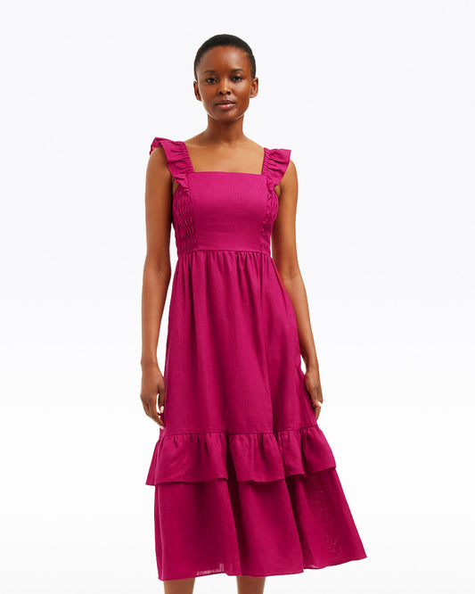 Carrie Midi Dress in Raspberry Pink | Draper James Best Price