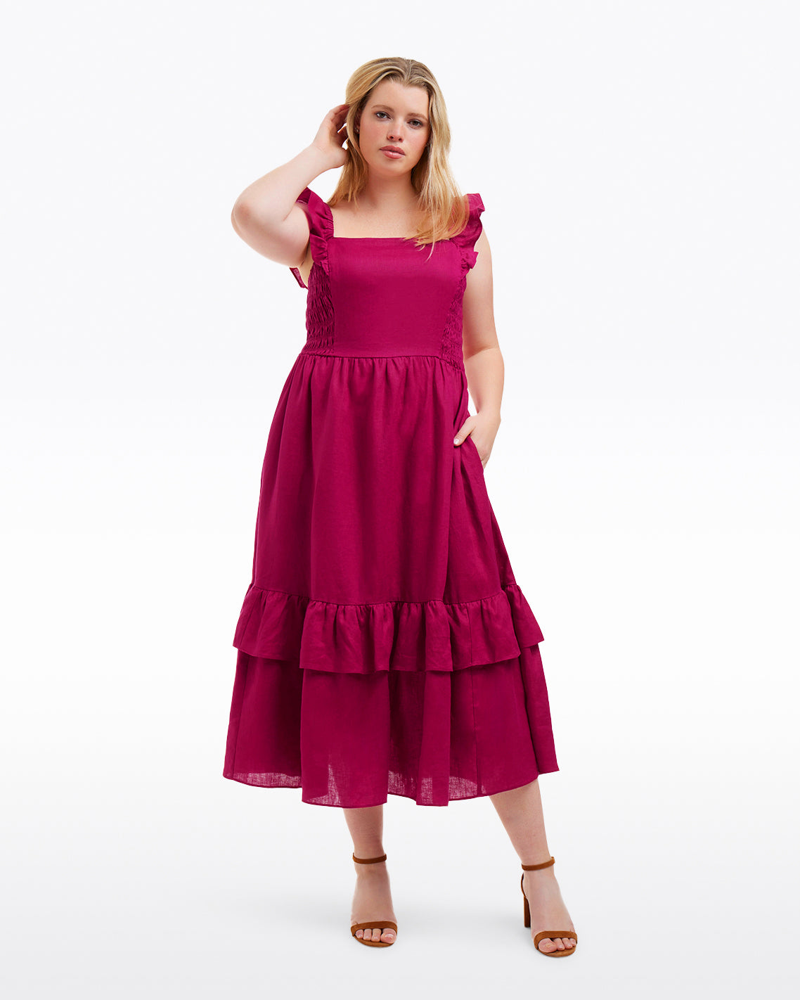 Carrie Midi Dress in Raspberry Pink | Draper James Best Price