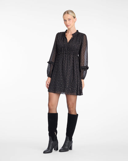 Leah Long-Sleeve Mini Dress in Foil Dot | Draper James Smart Buy