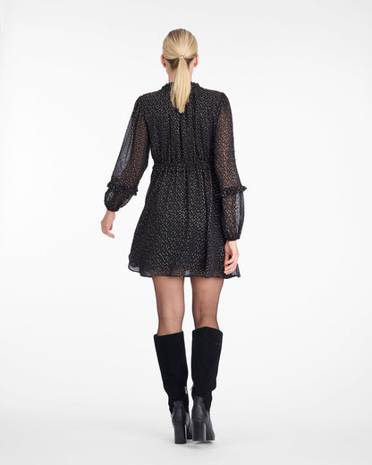 Leah Long-Sleeve Mini Dress in Foil Dot | Draper James Smart Buy