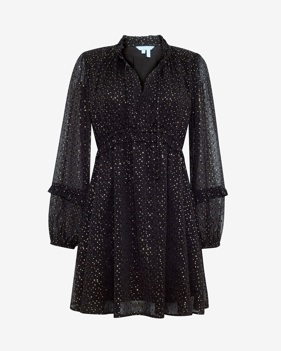 Leah Long-Sleeve Mini Dress in Foil Dot | Draper James Smart Buy