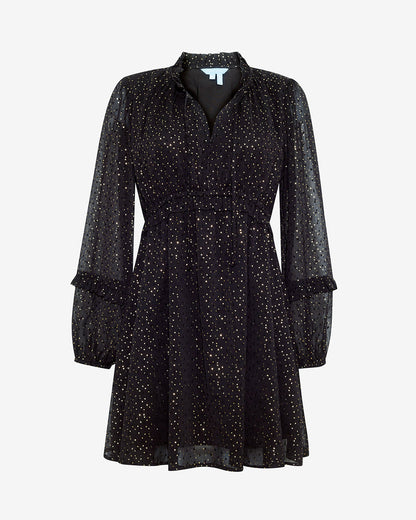 Leah Long-Sleeve Mini Dress in Foil Dot | Draper James Smart Buy
