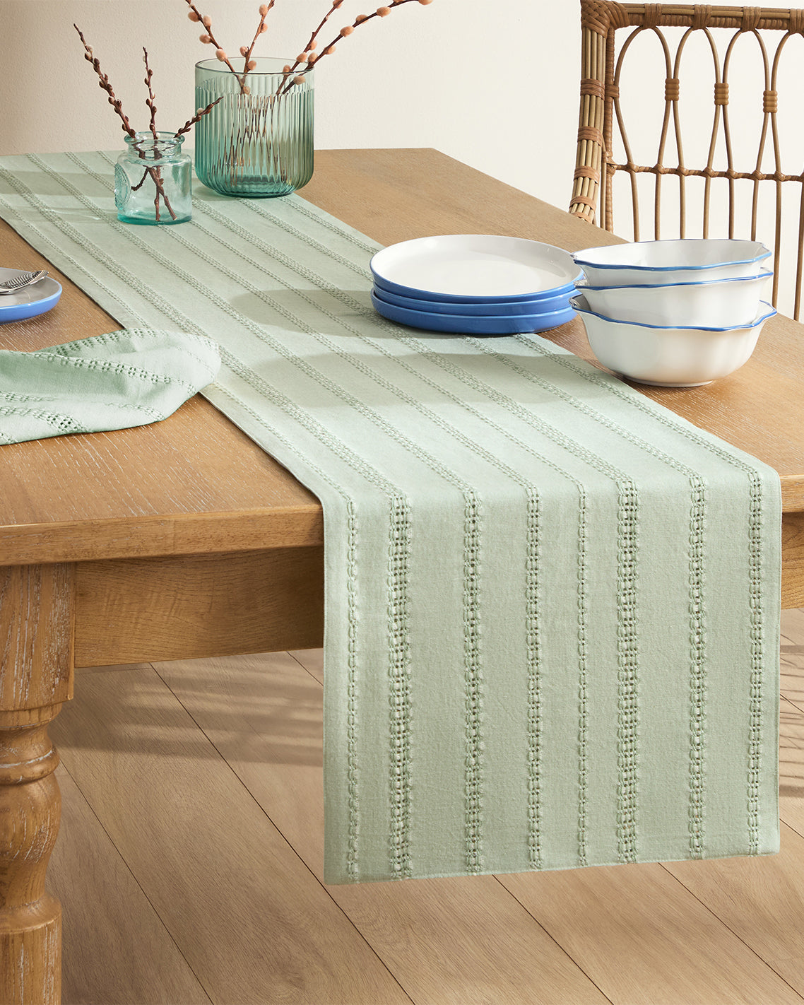 Woven Table Runner in Sage Green | Draper James Trusted