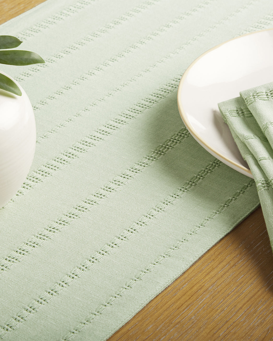 Woven Table Runner in Sage Green | Draper James Trusted