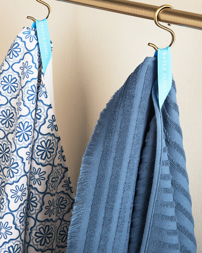 Geometric Floral Kitchen Towel Set in Blue | Draper James Trending