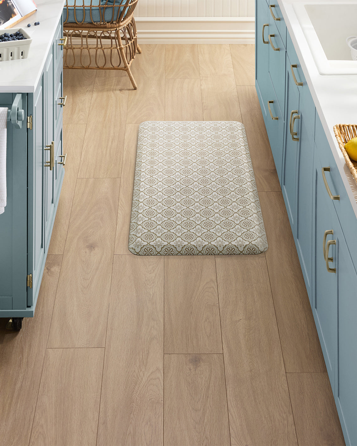 Geometric Floral Kitchen Mat in Natural | Draper James Sale