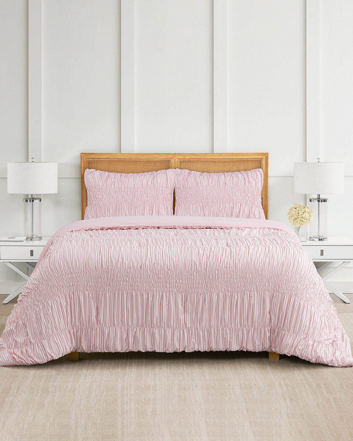 Kara Pinstripe Pink Comforter Set | Draper James Quality