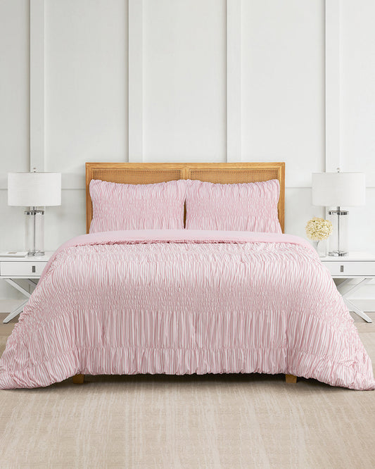 Kara Pinstripe Pink Comforter Set | Draper James Quality