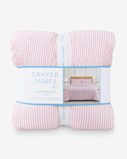 Kara Pinstripe Pink Comforter Set | Draper James Quality