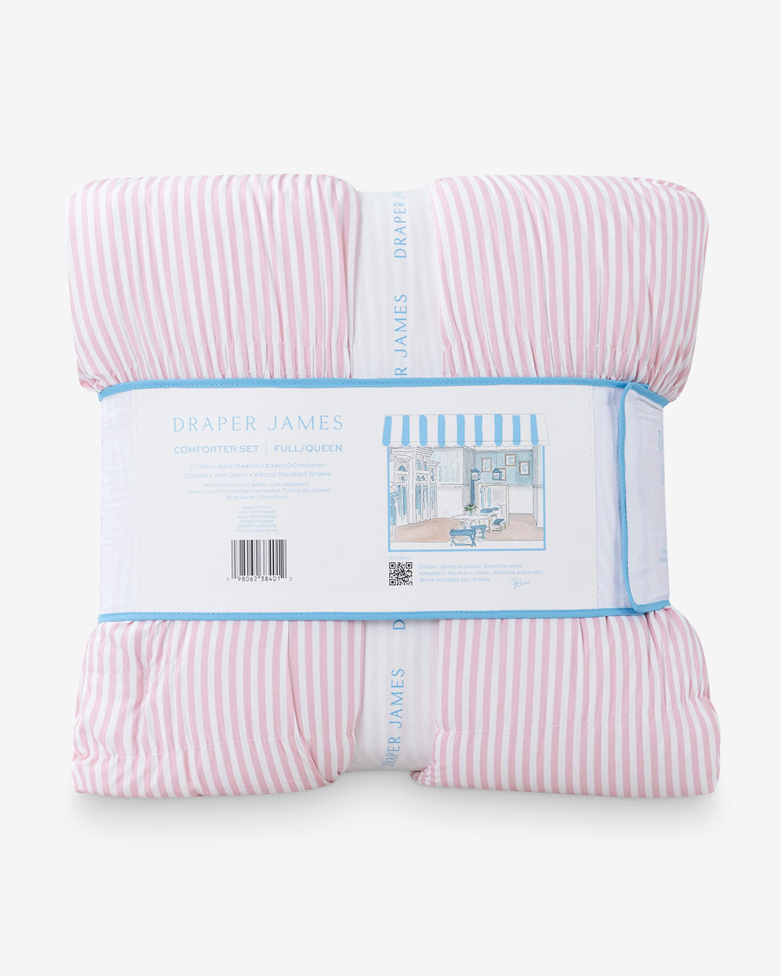 Kara Pinstripe Pink Comforter Set | Draper James Quality
