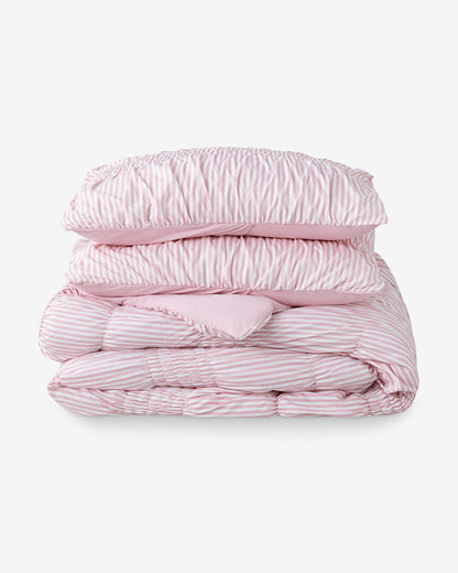 Kara Pinstripe Pink Comforter Set | Draper James Quality