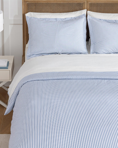Amy Stripe Cotton Percale Duvet Set | Draper James Essential