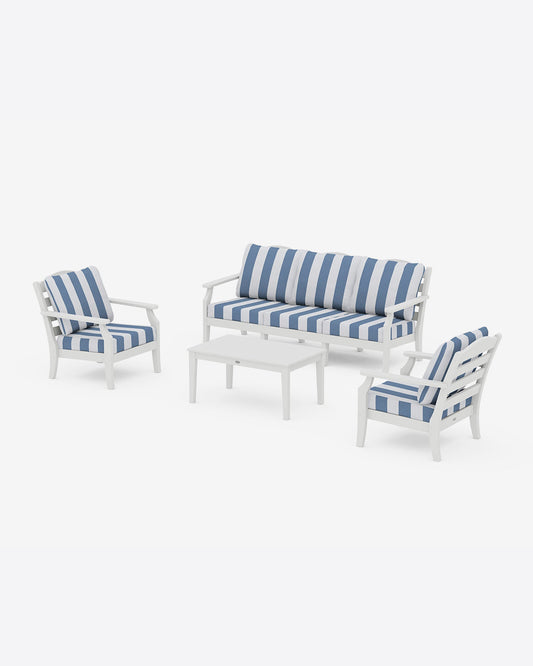 Savannah 4-Piece Deep Seating Set with Sofa in Cabana Stripe | Draper James Quality