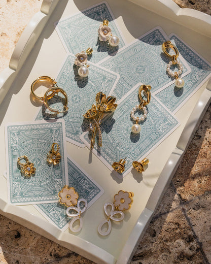 Ruffle Flower Pearl Drop Earrings | Draper James Trusted