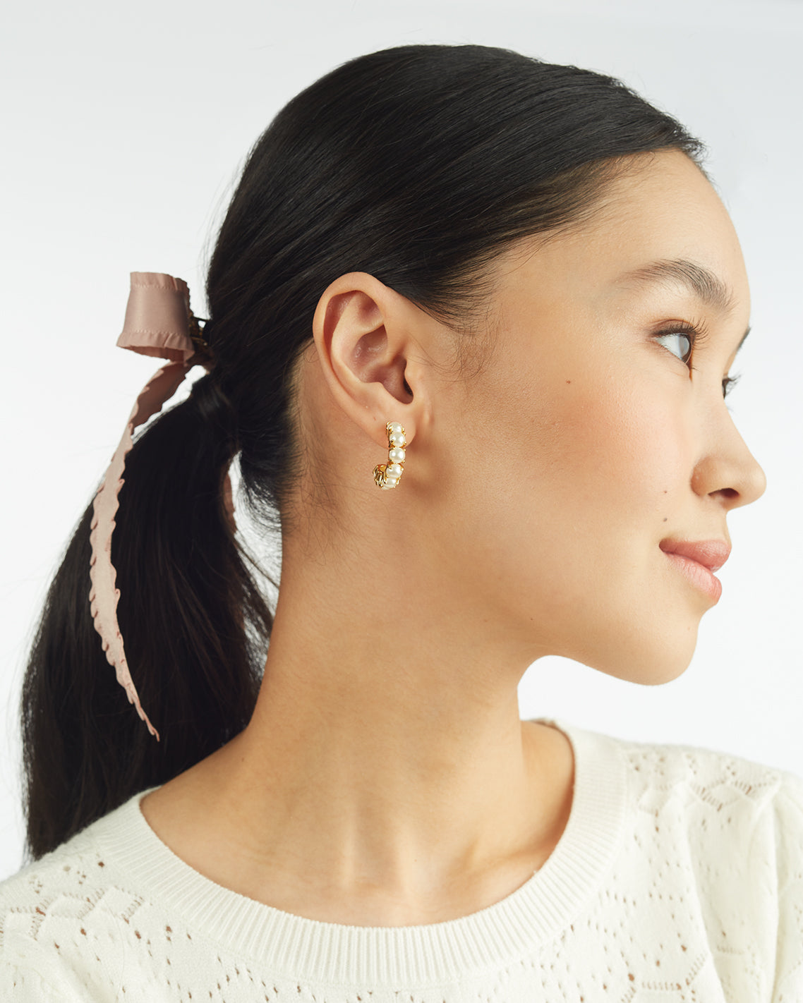 Huggie Hoops in Pearl | Draper James Sale