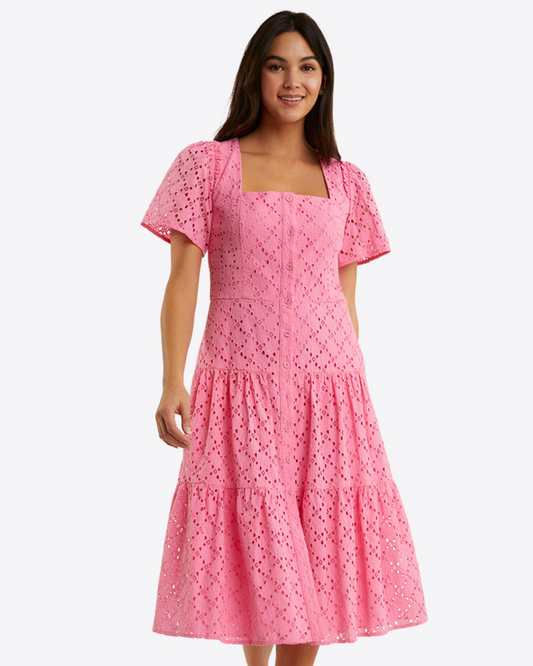 Caitlyn Midi Dress in Eyelet | Draper James Classic