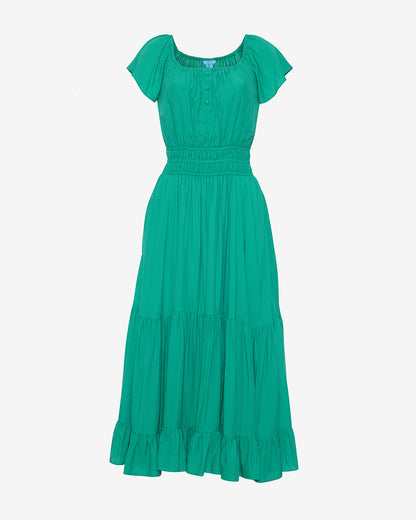 Berkeley Smocked Waist Midi Dress in Green | Draper James Best Price