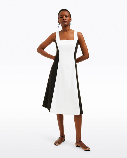 Genevieve Midi Dress in Black and White | Draper James Premium