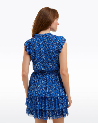 Alana Tiered Dress in Blue Scattered Ditsy | Draper James Everyday