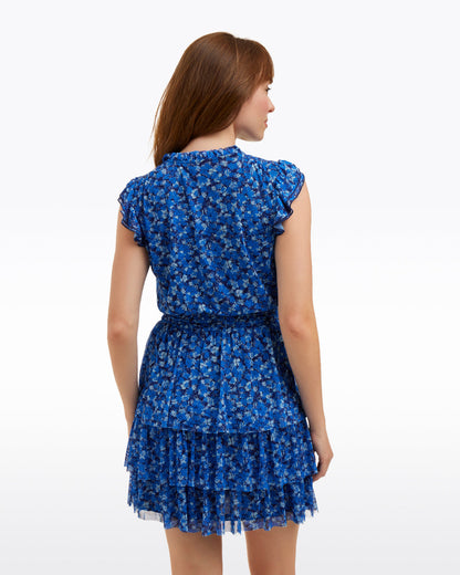 Alana Tiered Dress in Blue Scattered Ditsy | Draper James Everyday
