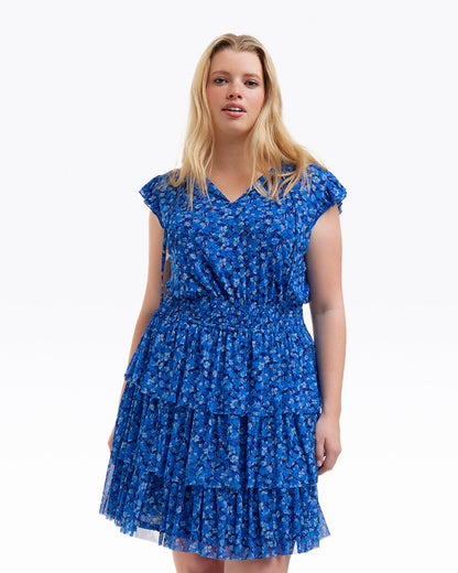 Alana Tiered Dress in Blue Scattered Ditsy | Draper James Everyday