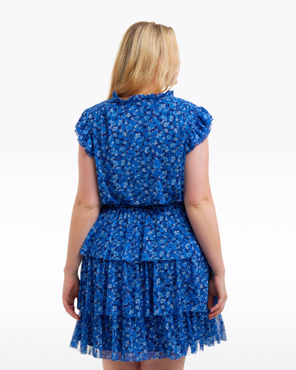 Alana Tiered Dress in Blue Scattered Ditsy | Draper James Everyday