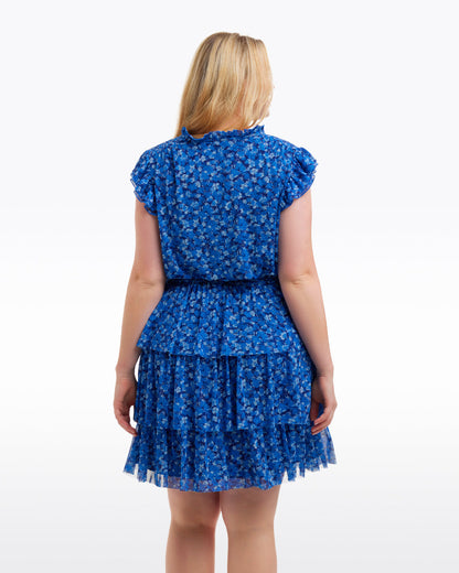 Alana Tiered Dress in Blue Scattered Ditsy | Draper James Everyday