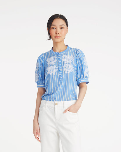 Puff Sleeve Top with Floral Embroidery | Draper James Great Value